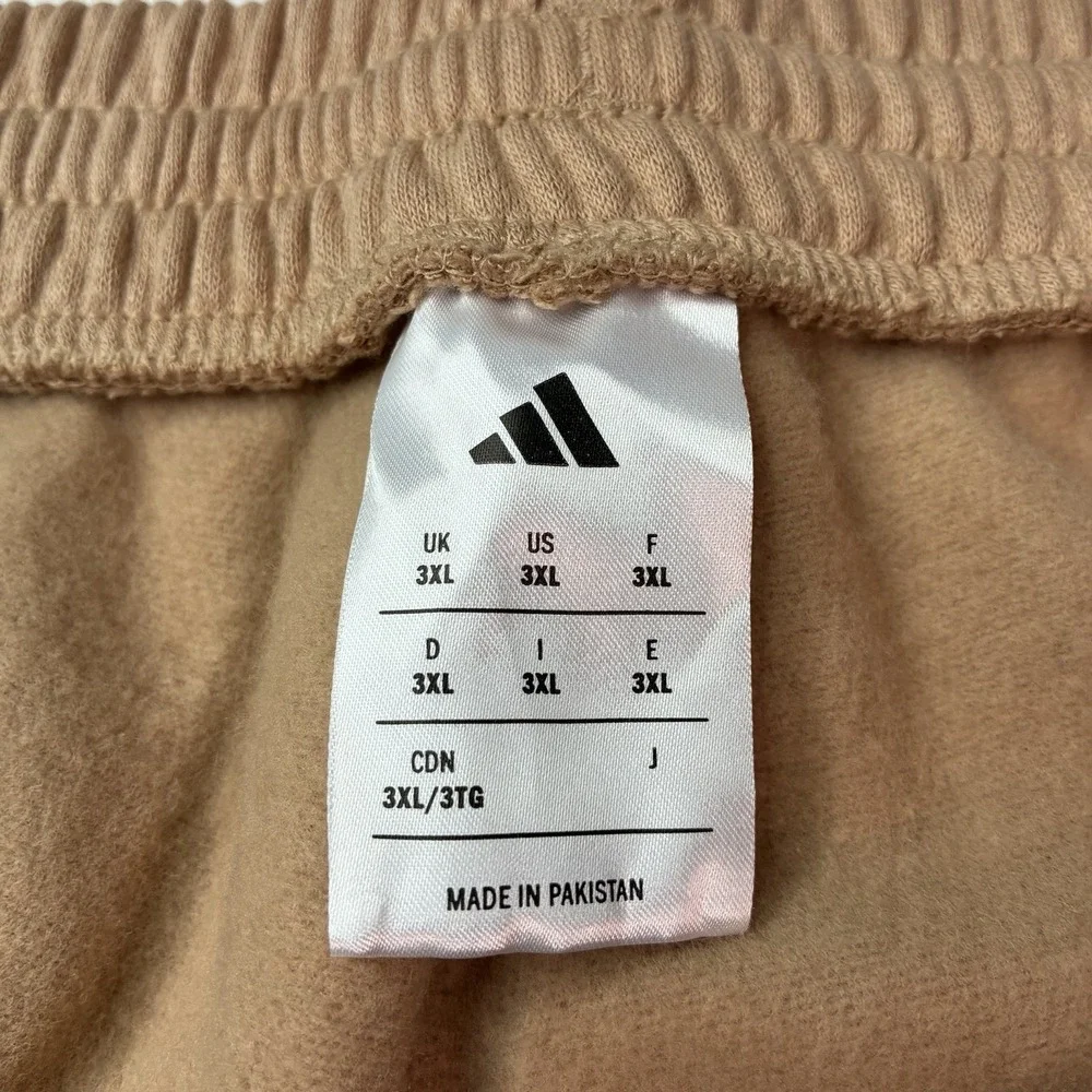 NWT Adidas Feelcozy Sweatpants 3XL Sandstone Tan Tapered Fleece Joggers JX5665